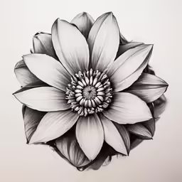 a drawing of a black and white flower
