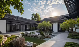 an image of a house with a stone pathway