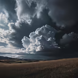 a storm is coming in over a grassy field