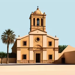 an image of a building with palm trees around it