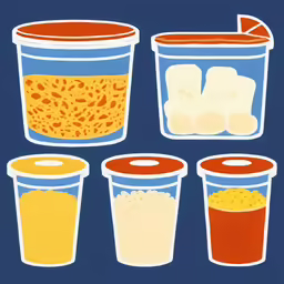 four plastic containers with different food in them