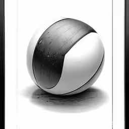 a ball sitting on the ground in a black frame