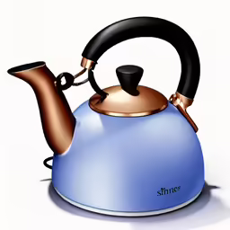 an ironed kettle with a black handle