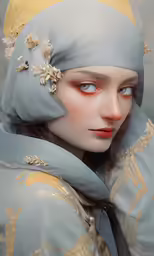 there is a girl with a head scarf