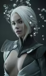 an 3d rendering of a woman in armor