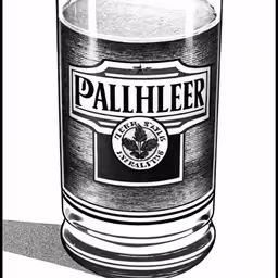 an old fashioned bottle of pahillere, drawing