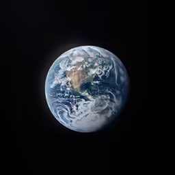 the earth with its lights on in the dark sky
