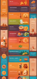 some colorful food illustrations with some pictures on them,the main menu of food is shown on the menu