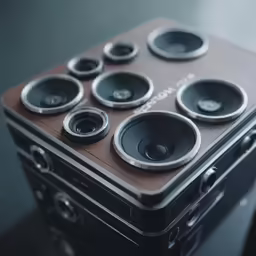 closeup shot of a speaker on a table