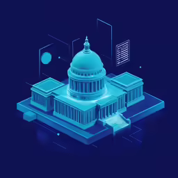 the united states capitol building, which is glowing blue