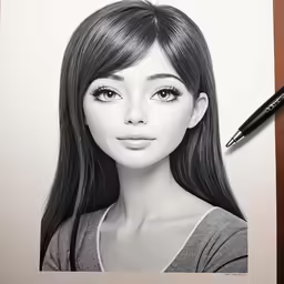 a drawing of a girl with long hair