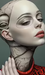 an illustration of a woman with her face half opened