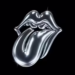 a black and white photo of the rolling stones tongue