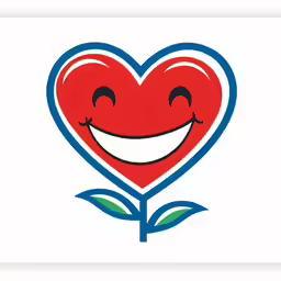 a heart and a flower with a smiling face