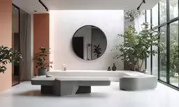 a big white table in the middle of a room