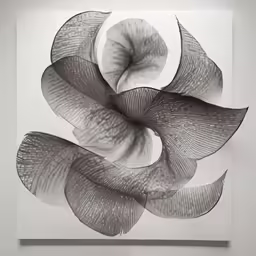 a drawing of abstract lines and leaves