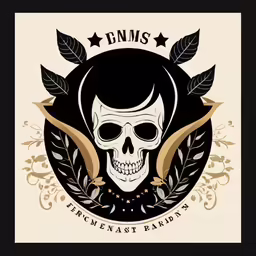 the poster shows the skull and laurels, in white and gold