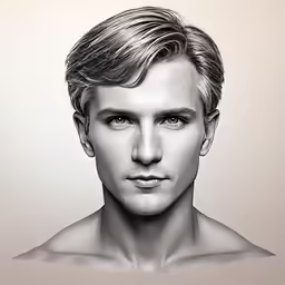 a pencil drawing of a man in a half - shaved hair