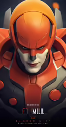 the orange robot with an orange helmet is featured in this movie