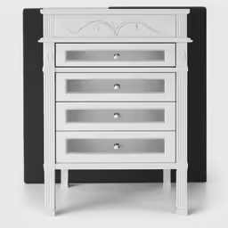 white and glass jewelry box with handles