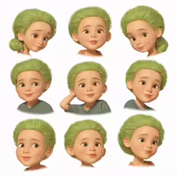 the boy with different poses on his head