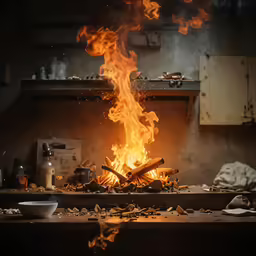 a fire with flames in the middle of it