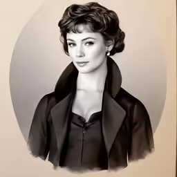 a vintage photo of a woman wearing a coat