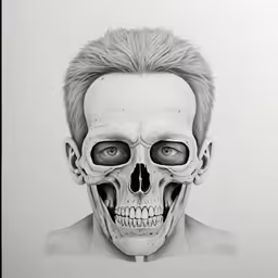 a drawing with a skull and the muscles highlighted