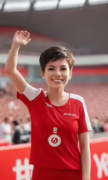 a woman that is wearing a soccer uniform