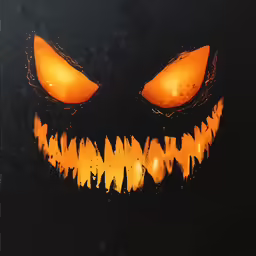 an evil face in the rain with light up eyes