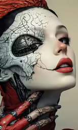 a woman with makeup painted like a skeleton