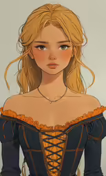 a cartoon of a girl in an elaborate dress
