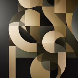 a black and brown painting with white circles
