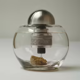 a fish bowl with some stuff in it