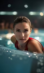 the woman is laying down and looking at the camera
