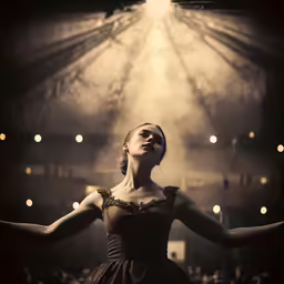 a woman standing up and wearing a ball gown