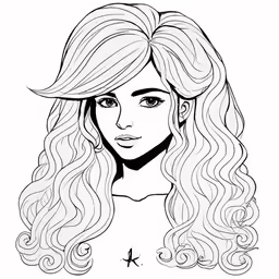 a cartoon girl with long hair with waves