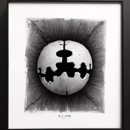 black and white photograph of an abstract object in a frame