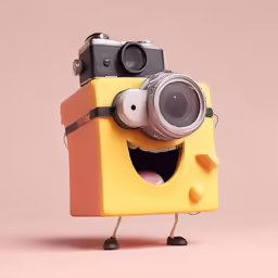 a toy camera and some eyes and arms