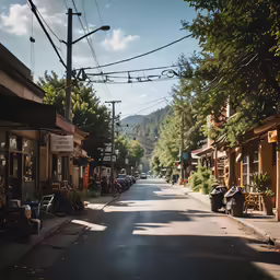 a small street with cars parked on both sides