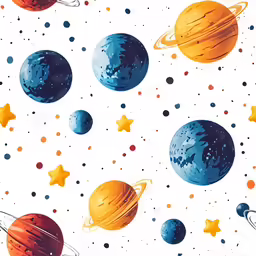 a wallpaper with planets and stars in the sky