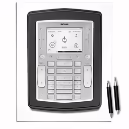 a white and black graphic of a pd machine