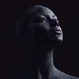 a woman is staring off in the dark