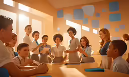an asian teacher teaching children in classroom