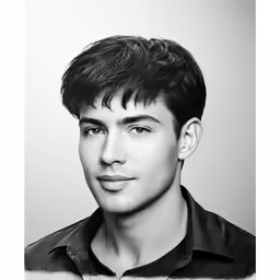 a black and white portrait photo of a young man