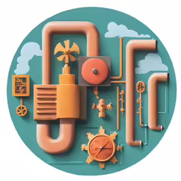 several types of industrial equipment are arranged in a circle