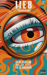a poster of an eye with flames in it