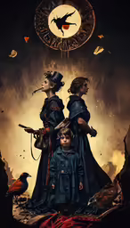 two women and a boy are shown with the clock