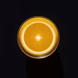 an orange slice with bright light around it
