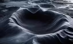a series of curved shapes made of ice and snow on the tundra